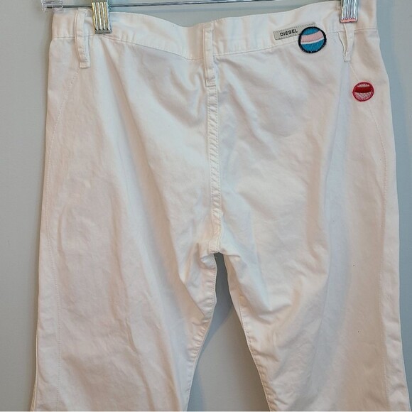 Diesel Womens White Ankle Cotton Low Rise Exposed Seam Pants Size 26 - Picture 7 of 13